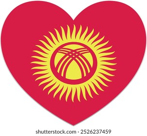 The flag of Kyrgyzstan. Heart shaped flag icon. Standard color. Heart icon flag. Vector illustration