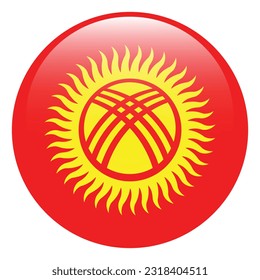 The flag of Kyrgyzstan. Flag icon. Standard color. The round flag. 3d illustration. Computer illustration. Digital illustration. Vector illustration.