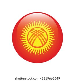 The flag of Kyrgyzstan. Flag icon. Standard color. The round flag. 3d illustration. Computer illustration. Digital illustration. Vector illustration.