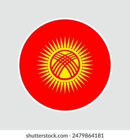 The flag of kyrgyzstan. Flag icon. Standard color. Round flag. Computer illustration. Digital illustration. Vector illustration.	