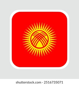 The flag of Kyrgyzstan. Flag icon. Standard color. flat vector square with rounded corners Computer illustration. Digital illustration. Vector illustration.