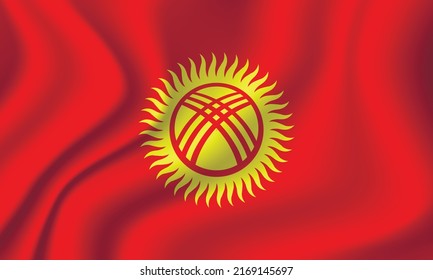 Flag of Kyrgyzstan. Kyrgyz national symbol in official colors. Template icon. Abstract vector background.