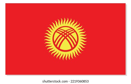 Flag of Kyrgyzstan. Kyrgyz national symbol in official colors. Template icon. Abstract vector background.
