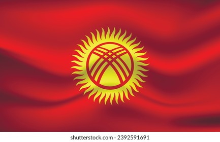 Flag of Kyrgyzstan. Kyrgyz national symbol in official colors. Template icon. Abstract vector background.