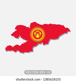 Flag of Kyrgyzstan in maps territory vector illustration