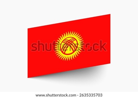 Flag of Kyrgyzstan. Kyrgyzstan flag official colors tilted icon digital vector illustration design.