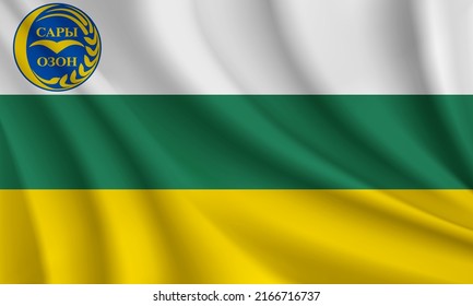 Flag of Chüy, Kyrgyzstan. Realistic waving flag of Kyrgyzstan vector background.
