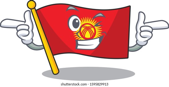 Flag kyrgyzstan Scroll mascot cartoon design with Wink eye
