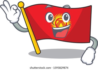 Flag kyrgyzstan Scroll mascot design making an Okay gesture