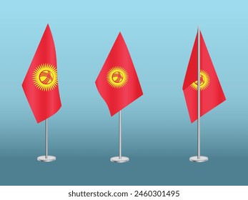 Flag of Kyrgyzstan with silver pole