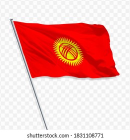 FLAG OF KYRGYZSTAN WITH A TRANSPARENT BACKGROUND. VECTOR ILLUSTRATION