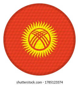 Flag Of  Kyrgyzstan Vector Illustration. Kyrgyzstan Flag Button With Cube Pattern Isolated On White Background