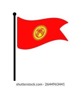 Bandeira do Quirguistão. Quirguistão bandeira vetor ilustração ícone design. Bandeira de mastro flutuante.