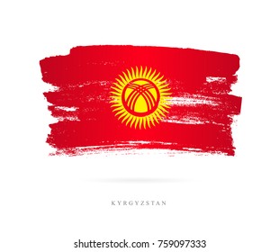 Flag of Kyrgyzstan. Vector illustration on white background. Beautiful brush strokes. Abstract concept. Elements for design.
