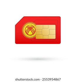 Flag of Kyrgyzstan. Vector illustration of SIM Card with flag on white background