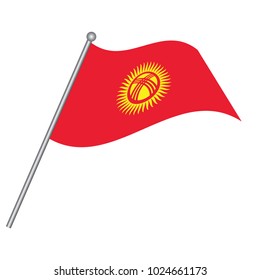 Flag of Kyrgyzstan , Kyrgyzstan flag waving isolated vector illustration.