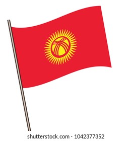 Flag of Kyrgyzstan , Kyrgyzstan flag waving isolated vector illustration