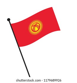 Flag of Kyrgyzstan , Kyrgyzstan flag waving isolated vector illustration