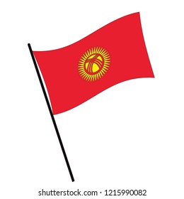Flag of Kyrgyzstan , Kyrgyzstan flag waving isolated vector illustration
