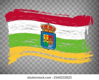 Flag of La Rioja brush strokes. Flag Autonomous Community La Rioja with title  on transparent background for your web site design, logo, app, UI. Kingdom of Spain. Stock vector.  EPS10.