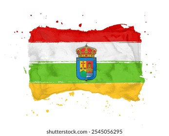 Flagge von La Rioja Community, Pinselstrich Hintergrund.  Flagge La Rioja von Spanien auf weißem Hintergrund. Aquarell für Ihr Design.  EPS10.