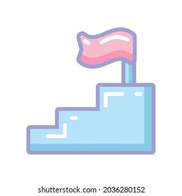 flag in ladder top icon isolated