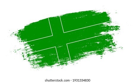 Flag of Ladonia country on brush paint stroke trail view. Elegant texture of national country flag