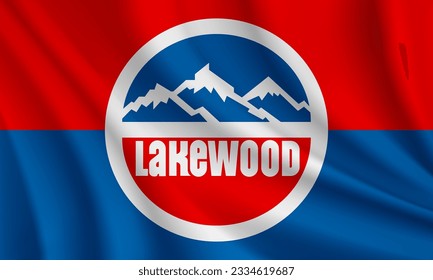 Flag of Lakewood, Colorado, USA. Realistic waving flag of Lakewood vector background.