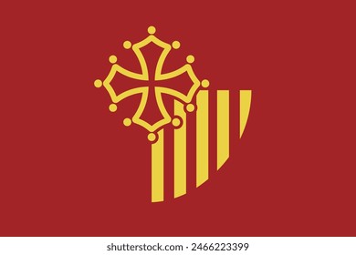 Flag of Languedoc-Roussillon province. Vector illustration