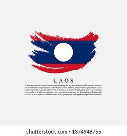 Flag of Laos with brush stroke effect and information text poster, Laos flag template design. Vector Eps 10