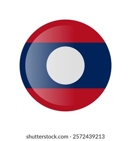 The flag of laos. Circle icon flag. Button flag icon. Standard color. 3d illustration. glossy circle badge	