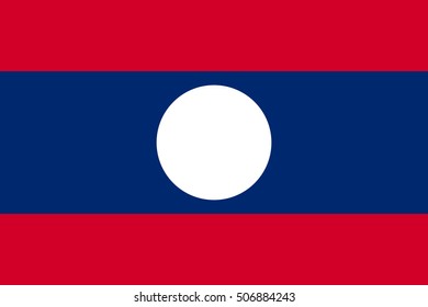 Flag of Laos in correct size, proportions and colors. Accurate official standard dimensions. Laotian national flag. Patriotic symbol, banner, element, background. Vector illustration