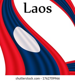 Flag of Laos country on white background.