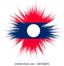 Flag of Laos in the form of the sun. Symbol Independence Day National Patriotic Travel Country Background Grunge Paint Stock Vector Icon Logo Picture Image Illustration Political