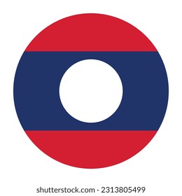 The flag of Laos. Flag icon. Standard color. Round flag. Computer illustration. Digital illustration. Vector illustration.
