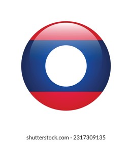 The flag of Laos. Flag icon. Standard color. The round flag. 3d illustration. Computer illustration. Digital illustration. Vector illustration.