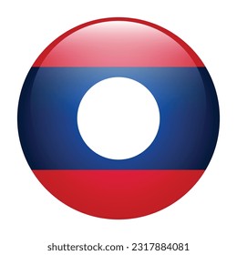 The flag of Laos. Flag icon. Standard color. The round flag. 3d illustration. Computer illustration. Digital illustration. Vector illustration.