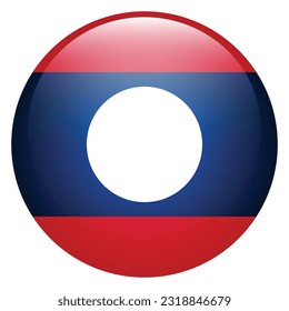 The flag of Laos. Flag icon. Standard color. The round flag. 3d illustration. Computer illustration. Digital illustration. Vector illustration.