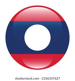 The flag of Laos. Flag icon. Standard color. Circle icon flag. 3d illustration. Computer illustration. Digital illustration. Vector illustration.