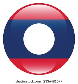 The flag of Laos. Flag icon. Standard color. Circle icon flag. 3d illustration. Computer illustration. Digital illustration. Vector illustration.