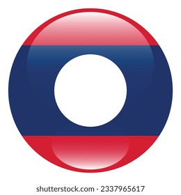 The flag of Laos. Flag icon. Standard color. Circle icon flag. 3d illustration. Computer illustration. Digital illustration. Vector illustration.