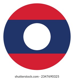 The flag of Laos. Flag icon. Standard color. Circle icon flag. Computer illustration. Digital illustration. Vector illustration.