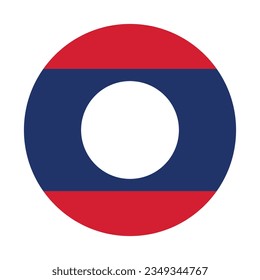 The flag of Laos. Flag icon. Standard color. Circle icon flag. Computer illustration. Digital illustration. Vector illustration.