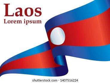 Flag of Laos, Lao People's Democratic Republic. Template for award design, an official document with the flag of Laos. Bright, colorful vector illustration.