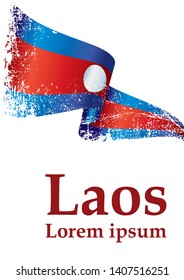 Flag of Laos, Lao People's Democratic Republic. Template for award design, an official document with the flag of Laos. Bright, colorful vector illustration.