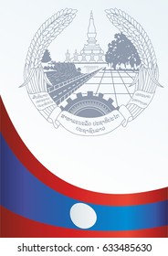 Flag of Laos, Lao People's Democratic Republic. template for the award, an official document with the flag and the symbol of Laos