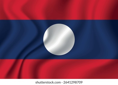 Flag of Laos. Laotian national symbol in official colors. Lao People's Democratic Republic Template icon. Vector background.