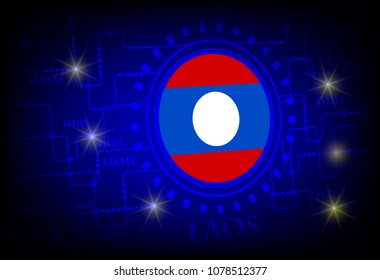 Flag of Laos on a background of technology.