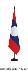 Flag of Laos on a flagstaff. Vector illustration