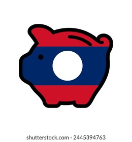 Flag of Laos, piggy bank icon, vector symbol.